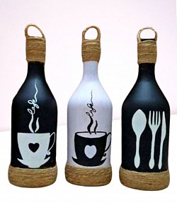 Botellas decoradas x3 $60.000