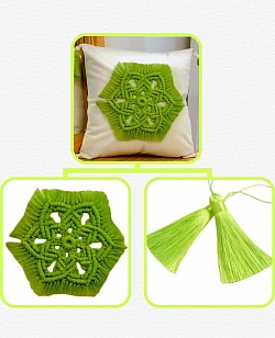 Cojin con detalle en macrame $50.000